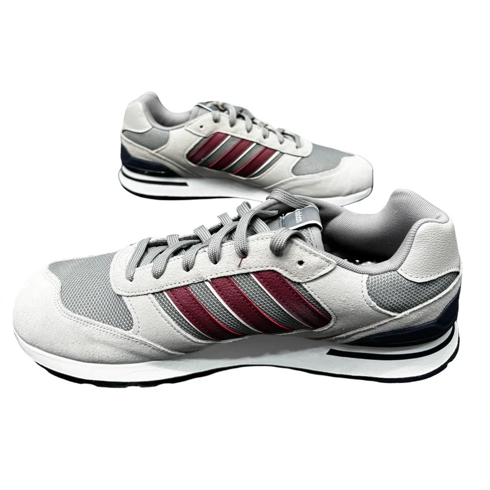 Adidas Run 80s Mens Size 12 Gray Red Stripes Retro Sneakers BNWT Casual Heat